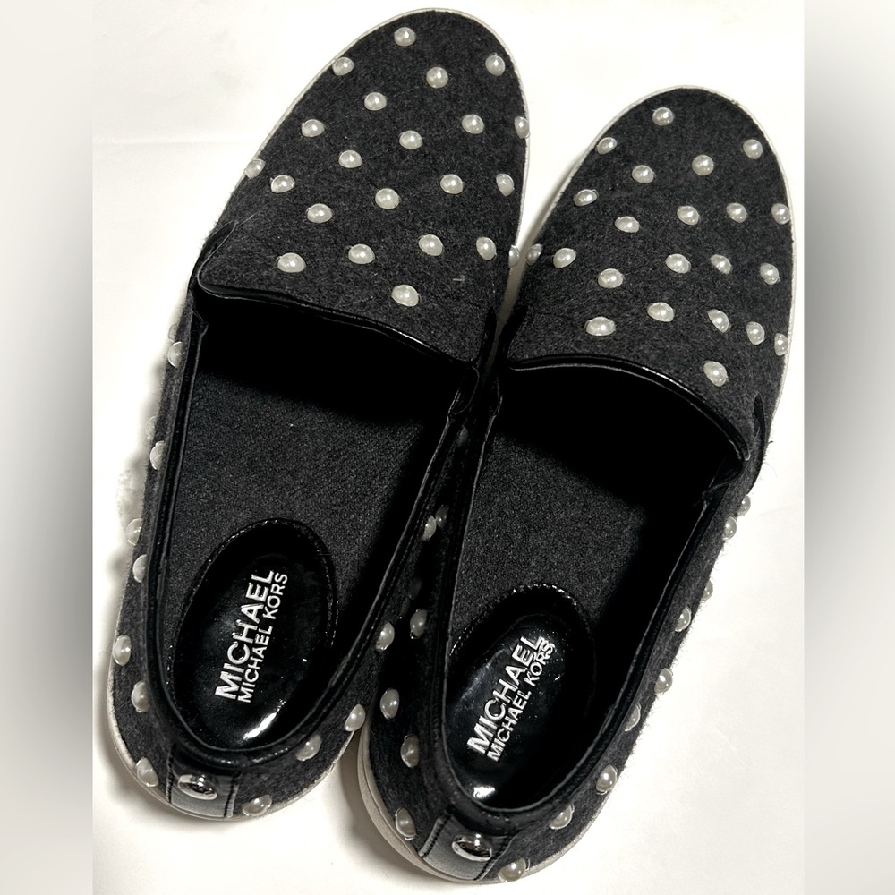 Michael Kors pearl embellished slip on shoes